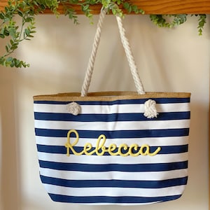 Borsa Mare a Righe Personalizzata con Nome – Idea Regalo Addio al Nubilato e Team Bride – Maxi Shopper Spiaggia 画像 13