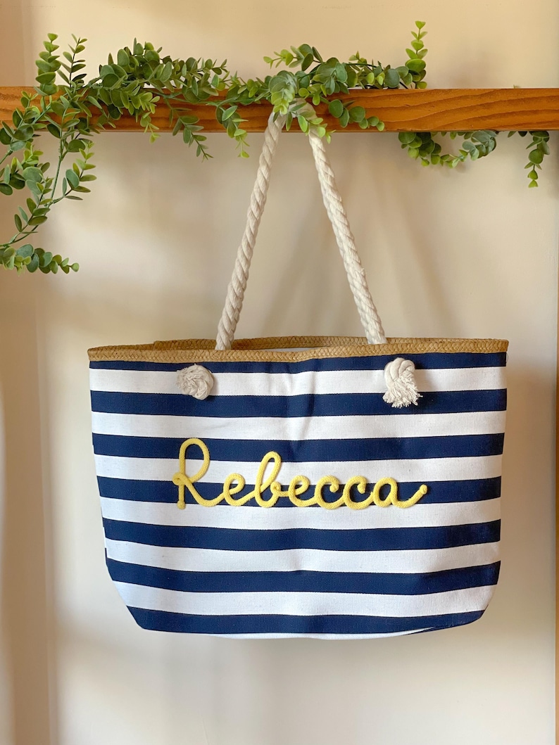 Borsa Mare a Righe Personalizzata con Nome – Idea Regalo Addio al Nubilato e Team Bride – Maxi Shopper Spiaggia 画像 13