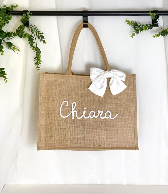 1 pezzo Borsa a tracolla in iuta personalizzata, borsa capiente
