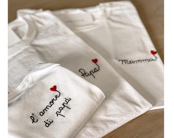 Personalized Hand-Embroidered Unisex T-Shirt - Father's Day / Mother's Day Gift Idea | Birthday