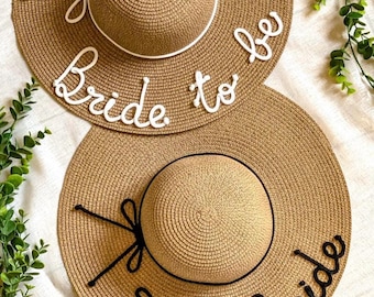 Custom Straw Hat with Name • Personalized Bride Sun Hat • Bachelorette Party Favors • Team Bride Beach Hats • Handmade in Italy