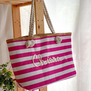 Borsa Mare a Righe Personalizzata con Nome – Idea Regalo Addio al Nubilato e Team Bride – Maxi Shopper Spiaggia 画像 9