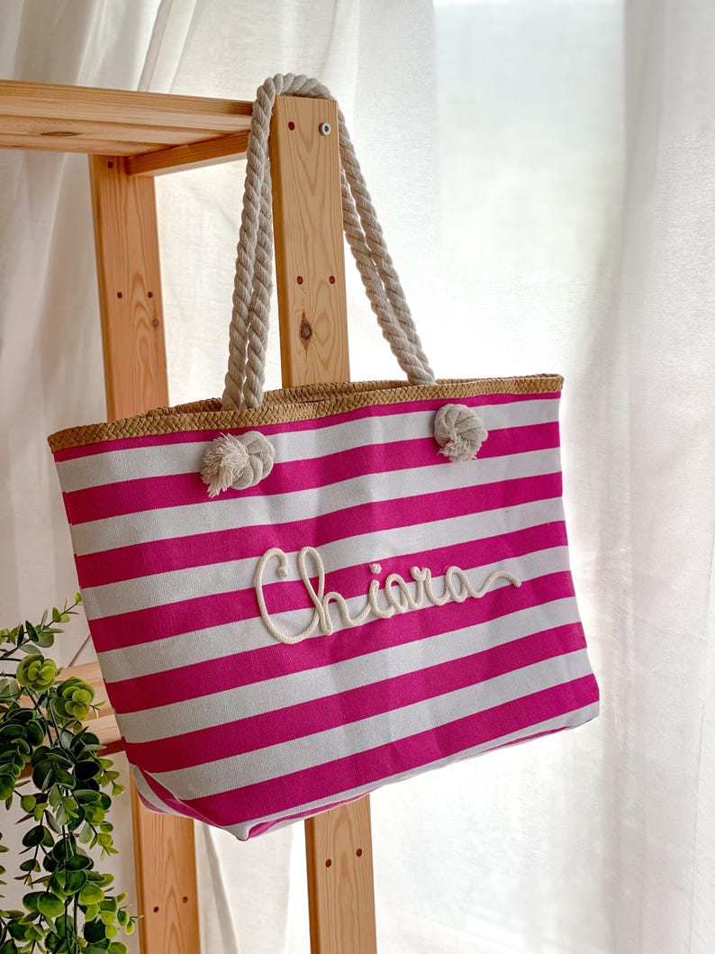 Borsa Mare a Righe Personalizzata con Nome – Idea Regalo Addio al Nubilato e Team Bride – Maxi Shopper Spiaggia 画像 9