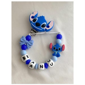 Catenella portaciuccio in silicone alimentare colorata, accessorio sicuro per neonato a tema disney stitch