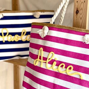 Borsa Mare a Righe Personalizzata con Nome – Idea Regalo Addio al Nubilato e Team Bride – Maxi Shopper Spiaggia 画像 6