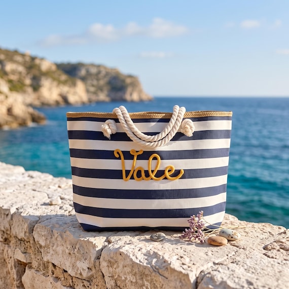 Borsa Mare a Righe Personalizzata con Nome – Idea Regalo Addio al Nubilato e Team Bride – Maxi Shopper Spiaggia