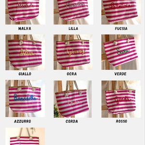 Borsa Mare a Righe Personalizzata con Nome – Idea Regalo Addio al Nubilato e Team Bride – Maxi Shopper Spiaggia 画像 8