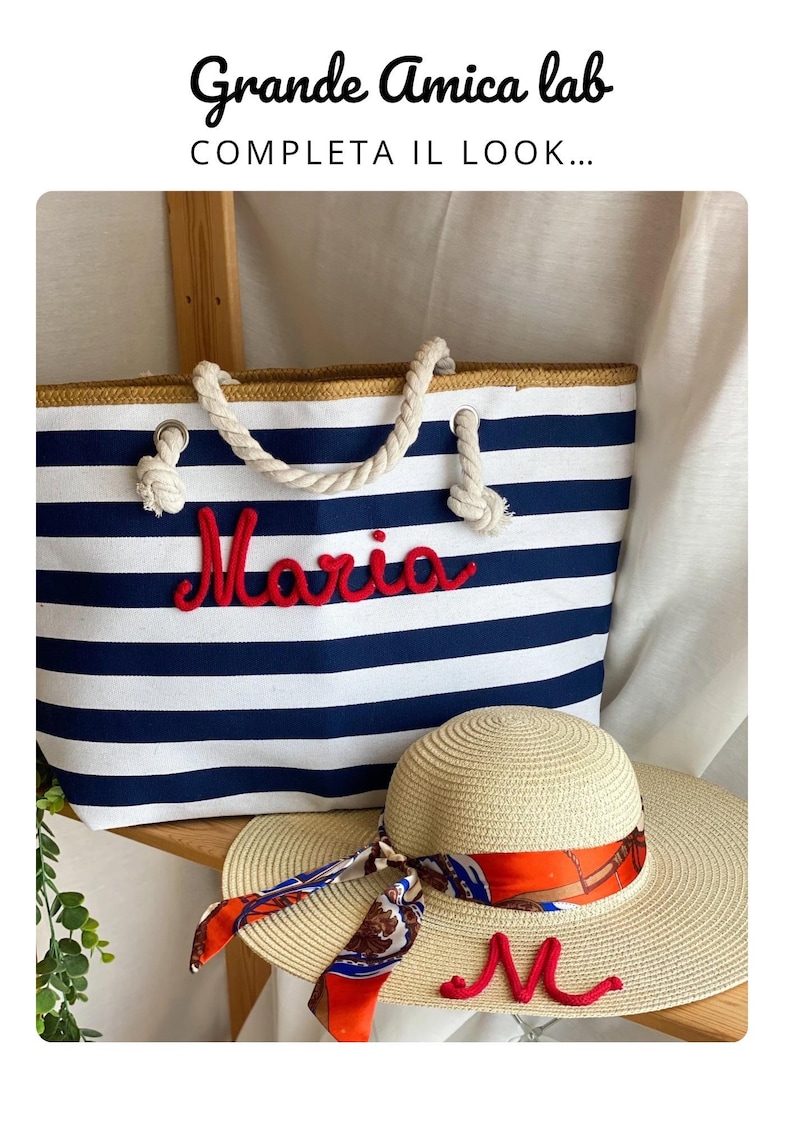 Borsa Mare a Righe Personalizzata con Nome – Idea Regalo Addio al Nubilato e Team Bride – Maxi Shopper Spiaggia 画像 2