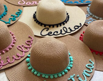 Set Estivo Bambina: Cappello Di Pagna E Borsa Intrecciata Con Pon Pon | 2 Pezzi Per Spiaggia E Picnic | Età 2-5 Anni - 2