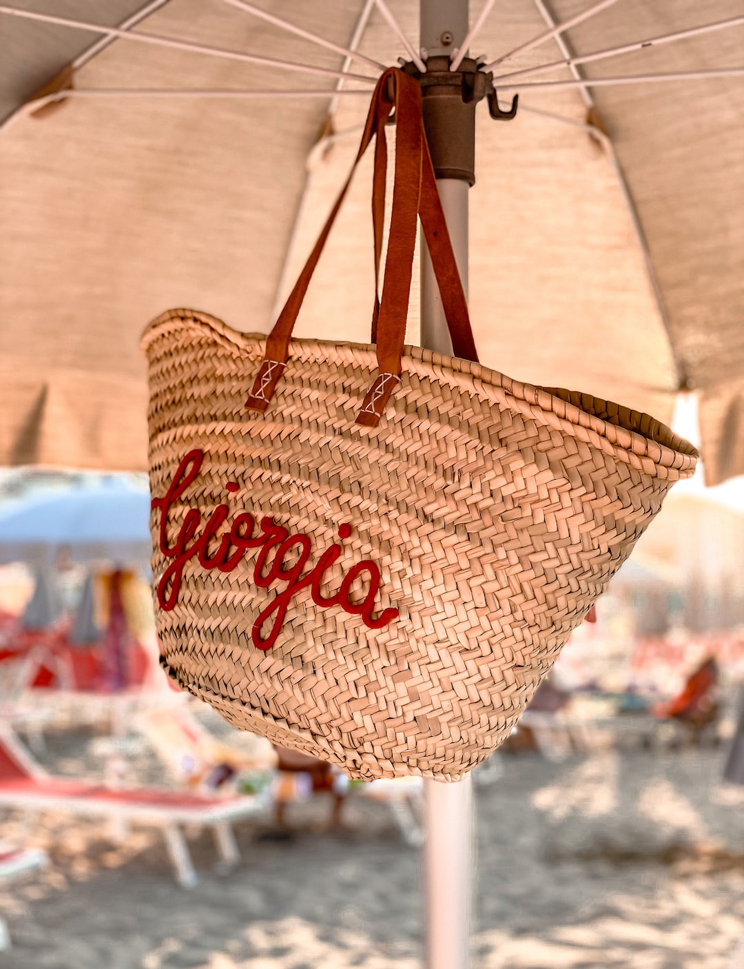 Borsa Spiaggia Borse Paglia Con Iniziali Borsa Paglia