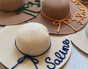 Personalized Women's Straw Hats with Name for Bachelorette Party, Bride and Bridesmaids, EVJF - Custom Straw Hat