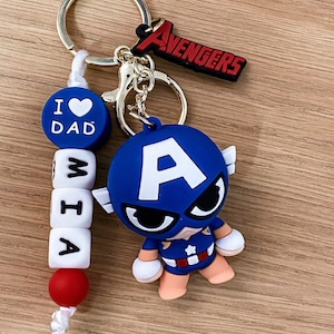 Personalized Marvel Superhero keyrings with name image 2