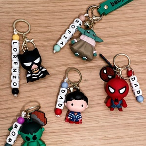 Personalized Marvel Superhero keyrings with name image 1