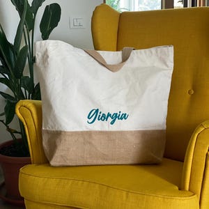 Maxi Personalisierte Tasche - Shopper aus Canvas und Baumwolle mit Namen - Junggesellinnenabschied - Personalisierte Geschenkidee - Tote Bag Sea