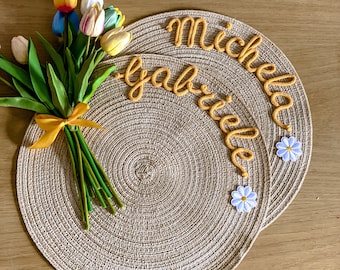 Manteles individuales personalizados con nombre - Idea de regalo - Manteles individuales personalizados - Personalizados - Navidad - San Valentín - Hogar