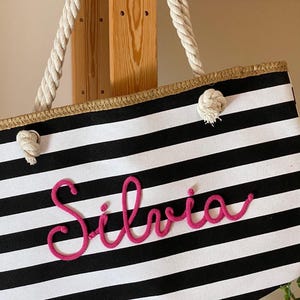 Borsa Mare a Righe Personalizzata con Nome – Idea Regalo Addio al Nubilato e Team Bride – Maxi Shopper Spiaggia 画像 12