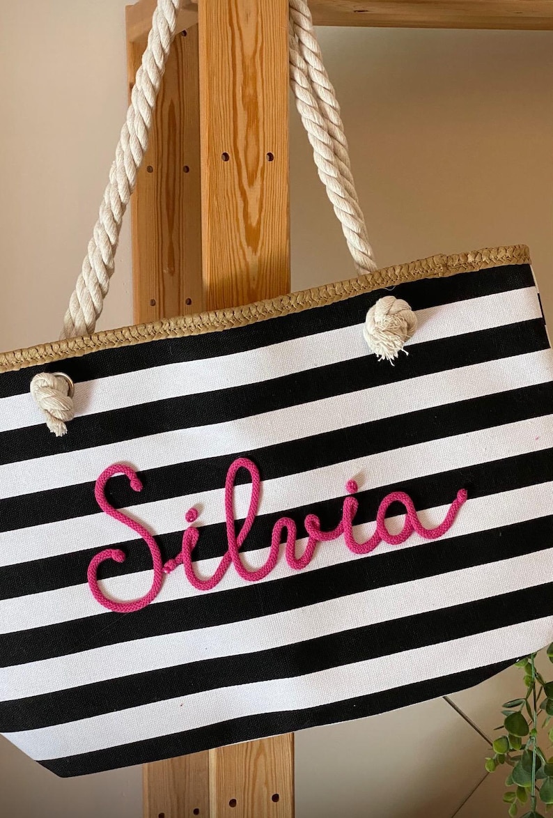 Borsa Mare a Righe Personalizzata con Nome – Idea Regalo Addio al Nubilato e Team Bride – Maxi Shopper Spiaggia 画像 12