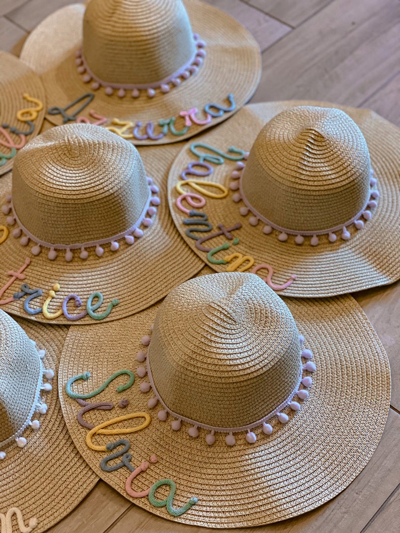 Cappelli di paglia personalizzati Addio al nubilato Team Bride Mix Color immagine 2