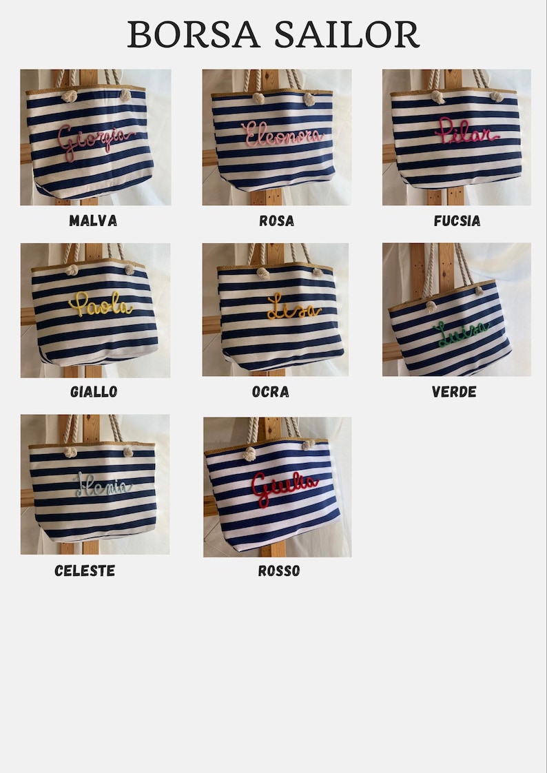 Borsa Mare a Righe Personalizzata con Nome – Idea Regalo Addio al Nubilato e Team Bride – Maxi Shopper Spiaggia 画像 7