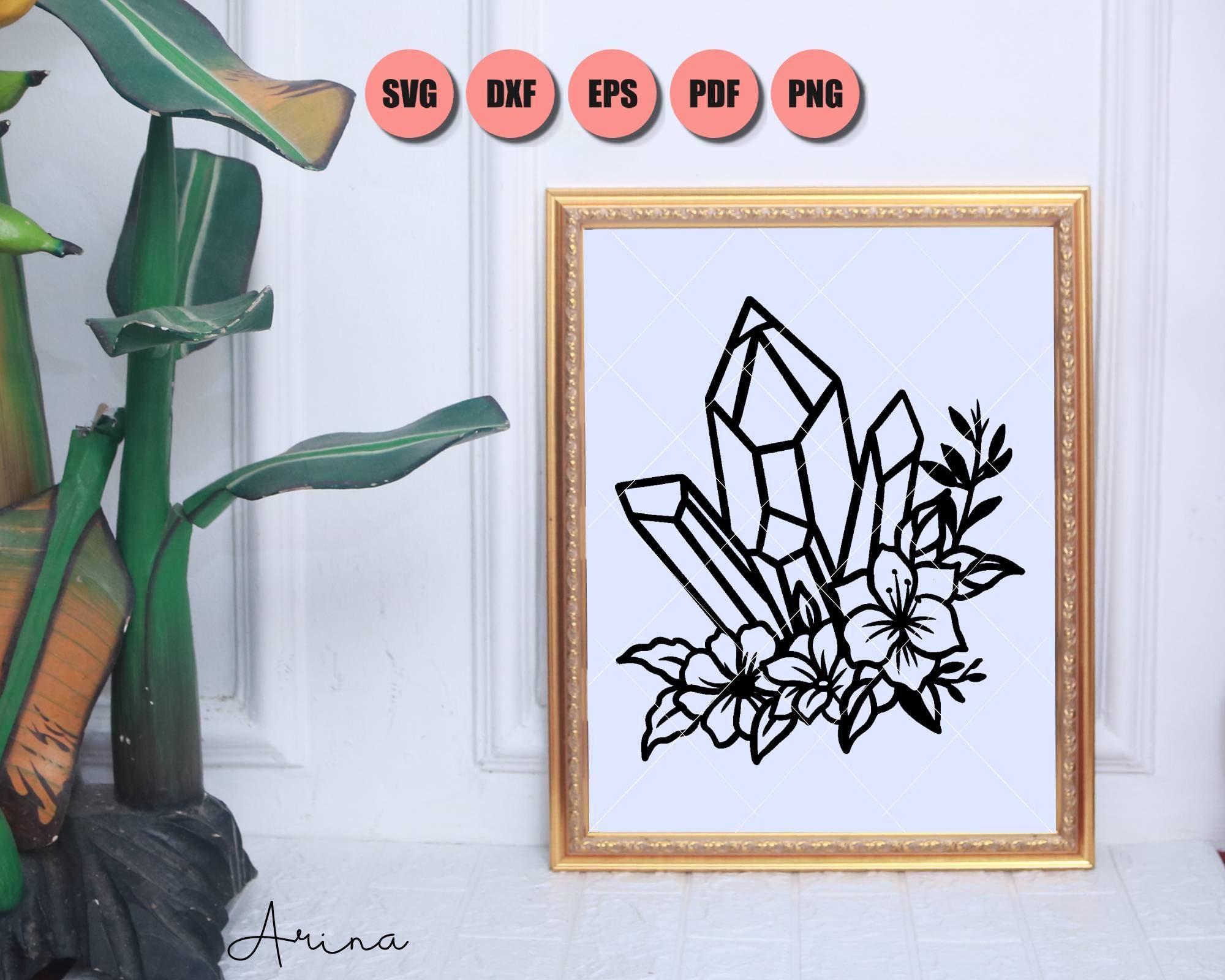 Crystals SVG Crystal Flowers SVG Crystal With Flowers Svg - Etsy