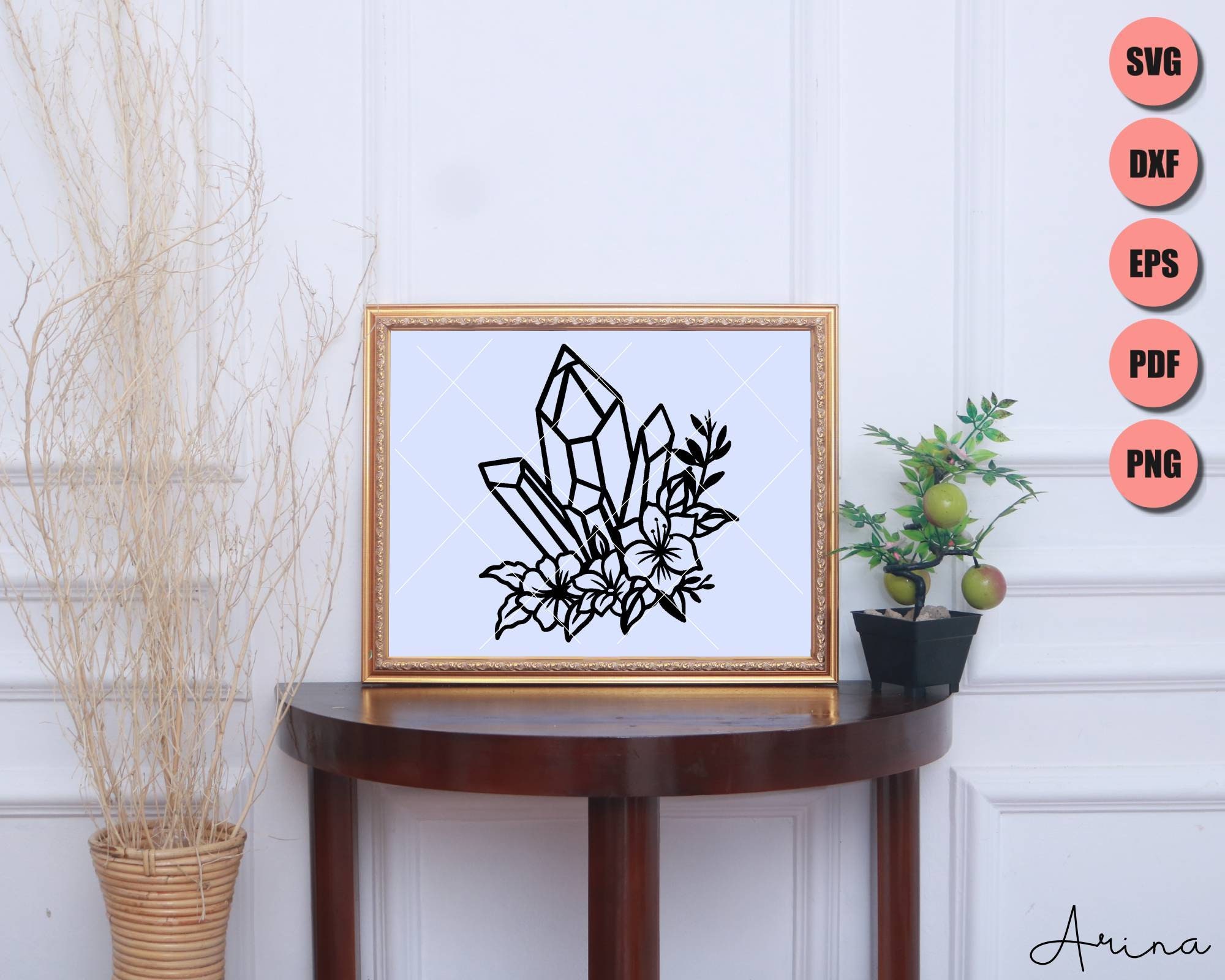 Crystals SVG Crystal Flowers SVG Crystal With Flowers Svg - Etsy