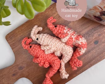 Crochet Shrimp Cat Toy with Catnip, Handmade Cat Enrichment Toy, Cat Birthday Gift, Cozy Pet Accessories, Aesthetic Cat Toy for Kittens