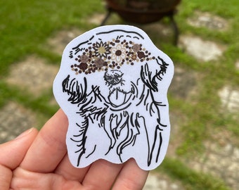 Floral Golden Retriever Sticker