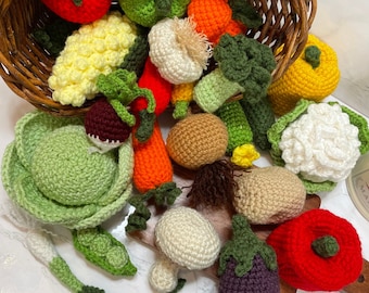 Crochet Vegetable Play Set Kids Play Food Crochet Handmade Home Decor