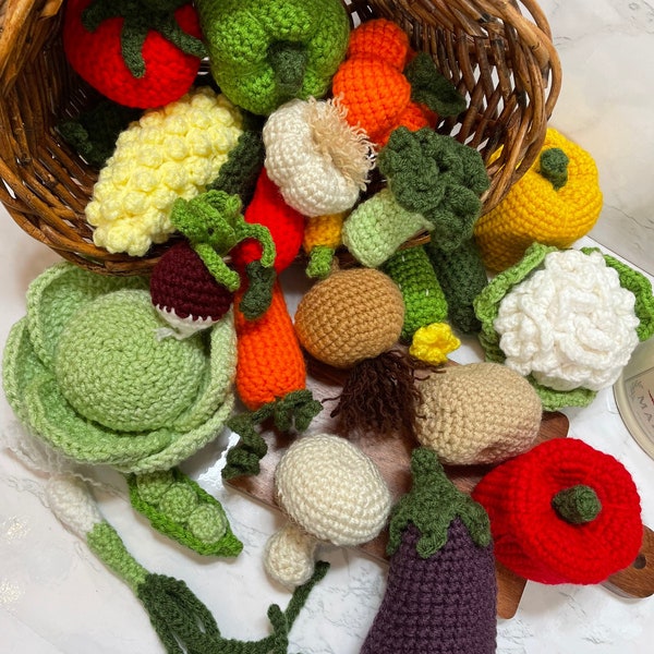 Crochet Vegetable Play Set Kids Play Food Crochet Handmade Home Decor