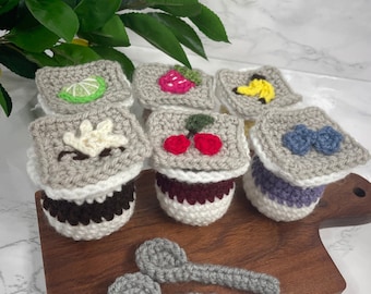 Crochet Yogurt Play Set Breakfast Play Food Pretend Food Kids Food Toys