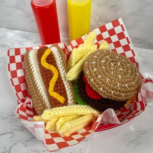 Crochet Hamburger Hot Dog and French Fries Play Food Fast Food