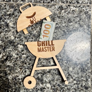 Portatarjetas de regalo BBQ Grill Master Money con archivo láser