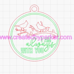 2 Cardinals Memorial Ornament Laser Cut File
