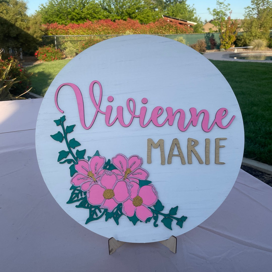 Baby Name With Flowers Laser Cut File - Etsy