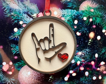 サイレントシンフォニー - ASL I Love Youサインオーナメント、手話