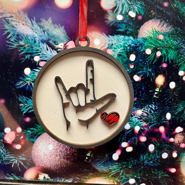 I love you sign language Ornament Laser Cut File