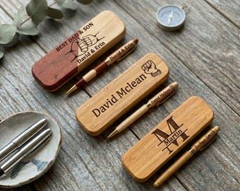 Custom Pen Set for Dad, Personalized Gifts for Dad, Best Dad & Son , Fathers Day Gifts, Wood Pen Personalized Gift For Husband
