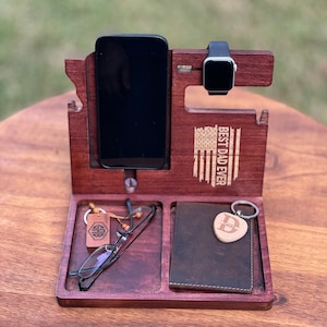 Fathers day gift, Docking Station for men, gift for husband, Gift for dad, Gift for him, wood docking station, Table Organizer, Gift for boy