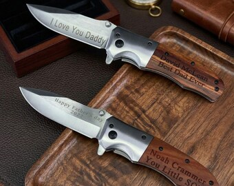 Personalized Gift Knives Handmade Mens Boyfriend Gift for Him, Fathers Day Gift, Engraved Pocket Knife, Groomsman, Wedding knives, Husband