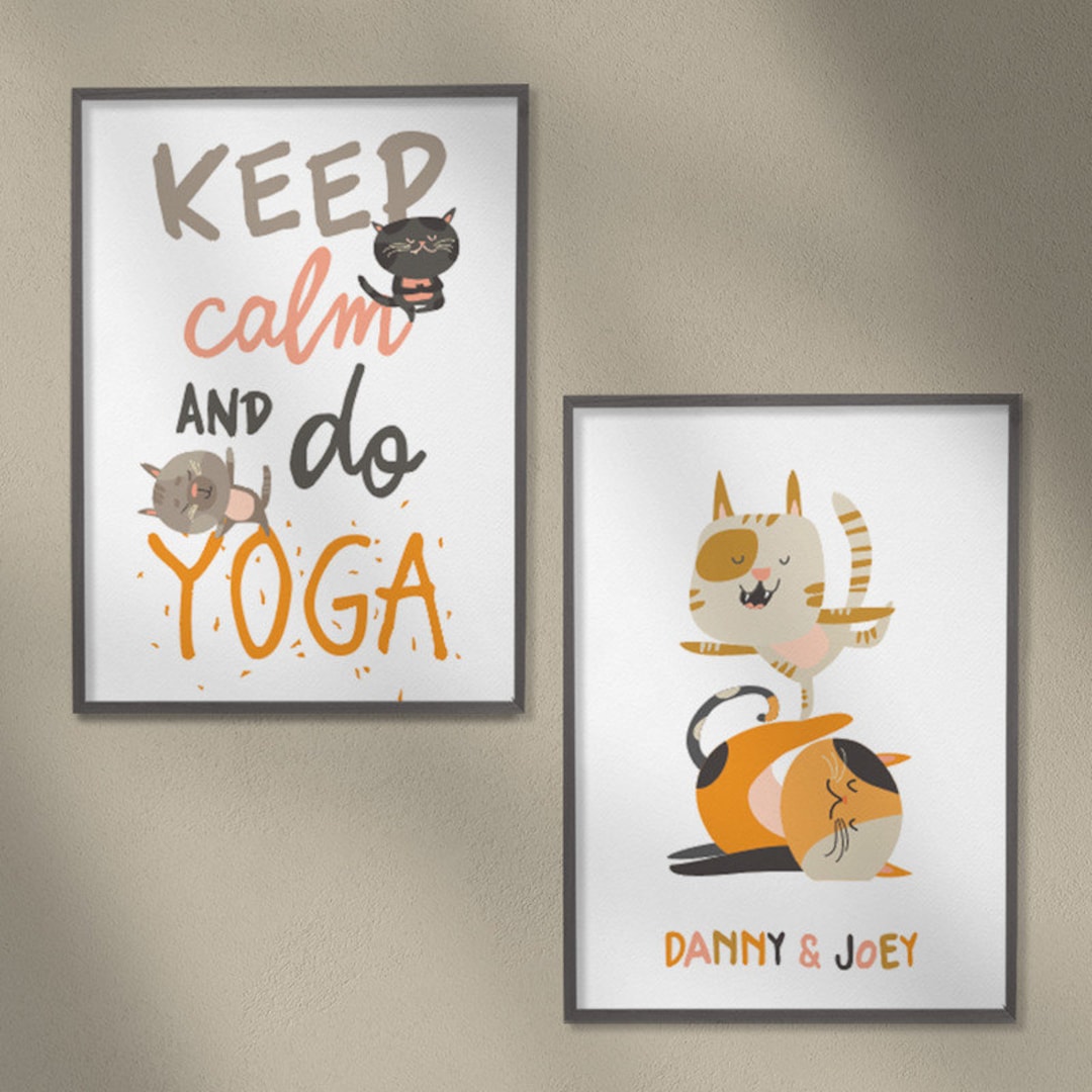 Cat Themed Wall Art Set Custom Nursery Wall Art Baby Name Etsy