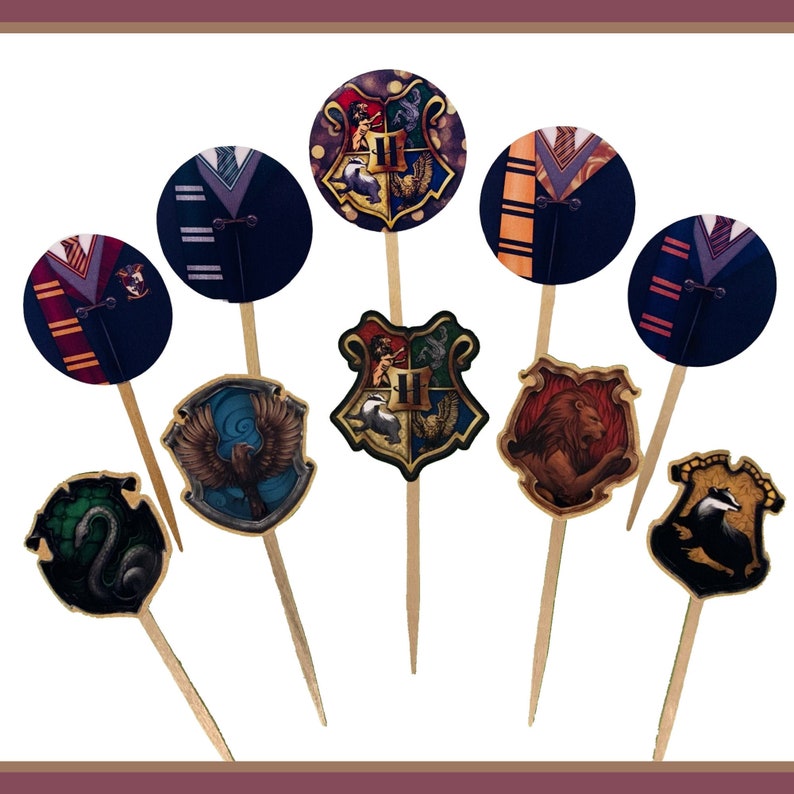 20 Harry Potter Cupcake Toppers Harry Potter Birthday Party Etsy