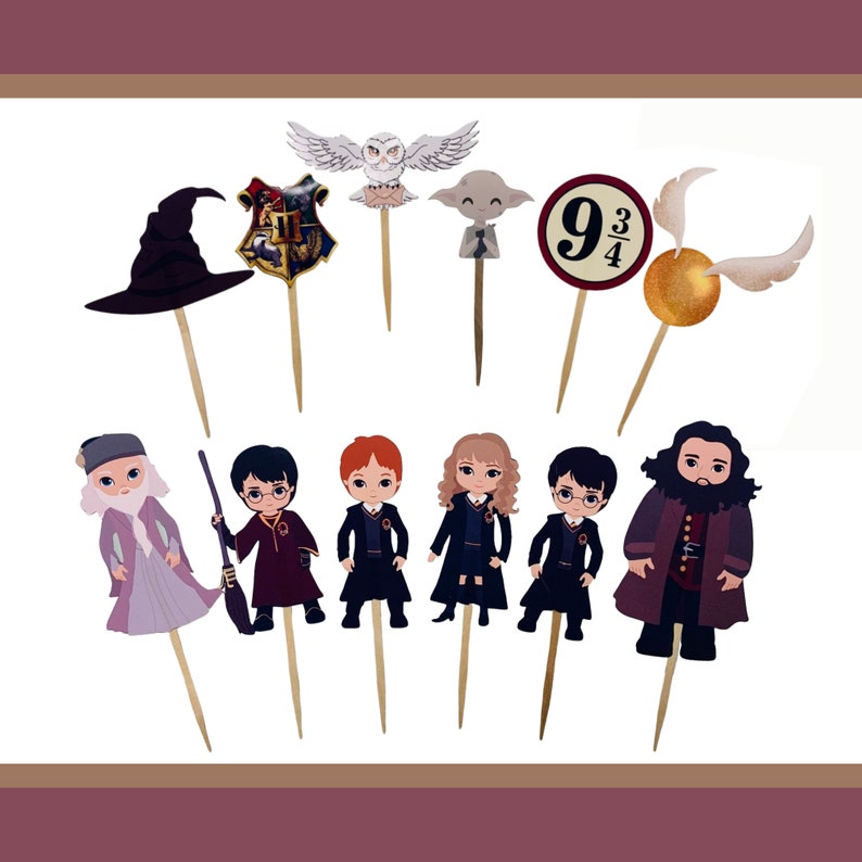 12 Harry Potter Cupcake Toppers Harry Potter Birthday Party Etsy