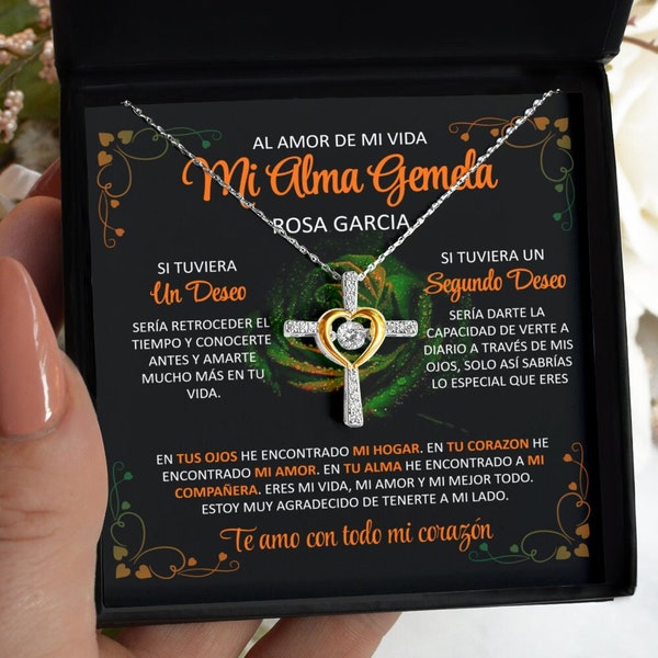 Regalo Personalizado Para Mi Alma Gemela Pareja Amor De Mi Vida Detalle Collar Pendiente Cruz Plata Oro San Valentin Aniversarios Cumpleaños