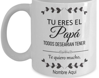 Personalized Mug For Dad Custom Coffee Cup Gift Idea From Son Daughter for Latin Father In Spanish For Father's Day Birthdays Christmas