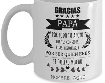 Personalized Coffee Mug For Spanish Dad Gift Custom Cup For Hispanic Father From Kids Son Daughter On Father's Day, Birthdays, Christmas