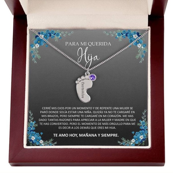 Regalo Para Hija Mama Mujer Idea Navidad Día De Las Madres Cumpleaños Collar Pendiente Pie De Bebe Personalizado y Piedra de Nacimiento