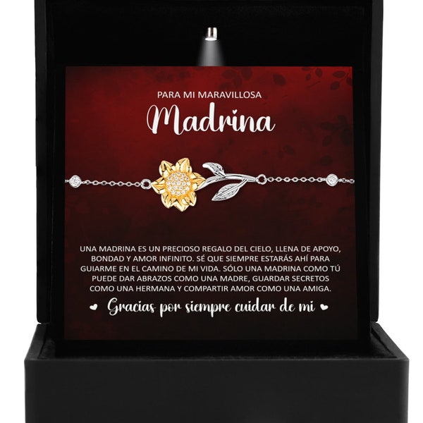 Madrina Gift For Godmother Sunflower Bracelet Jewelry Joyas Para Mujer Regalo Pulsera Día De Las Madres Cumpleaños 925 Plata Gold Zirconia