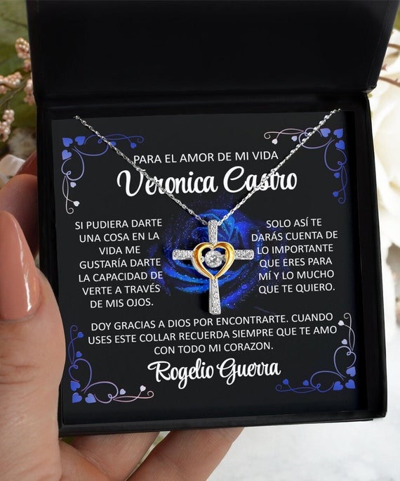  Regalo Dia de San Valentín, Dia del Amor y La Amistad, regalo  para Novia, Para Mi Esposa, regalo del día de San Valentín, español,  Joyeria para mujer, collar con tarjeta de