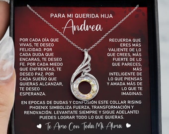 Regalo Para Mi Hija De Papa o Mama Ideas San Valentin Graduaciones Cumpleaños Navidad Detalle Collar 925 Plata y Rodio Pendiente FÉNIX