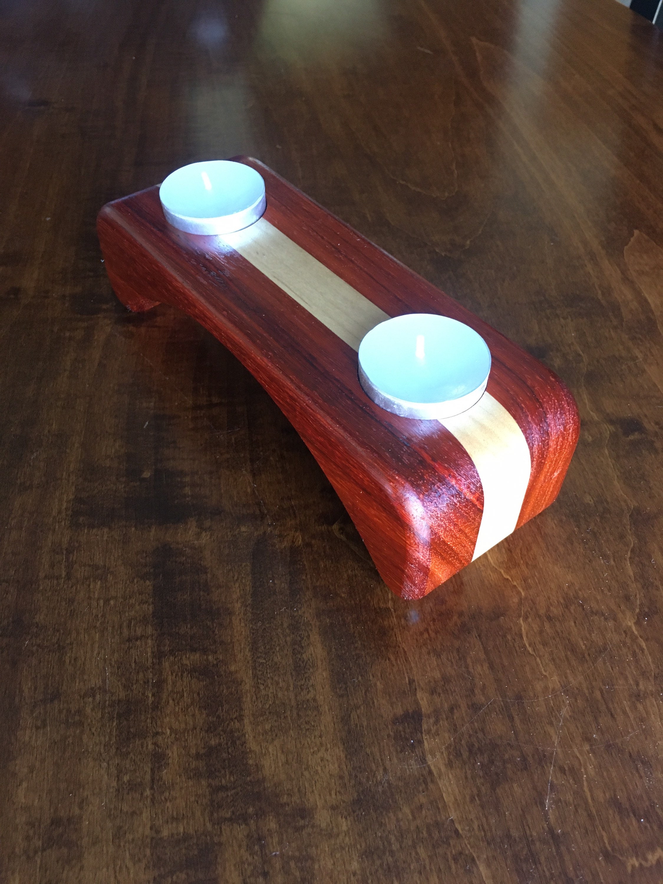 Handmade wood Tlight holder exotic wood African Paduke Etsy